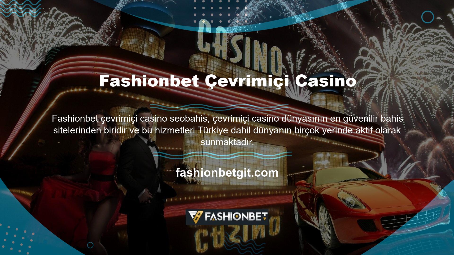 Türk online casino sektörünün güvenilirlik sorunlarını tamamen ortadan kaldıran Fashionbet web siteleri, Türkiye'nin ve dünyanın birçok bölgesine fırsatlar sunması nedeniyle popüler casino sektöründe 1